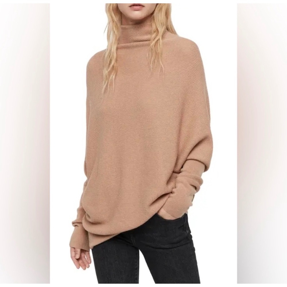 All Saints Wool Cashmere Ridley Boho Preppy Old Money Jumper Brown Tan Sweater M